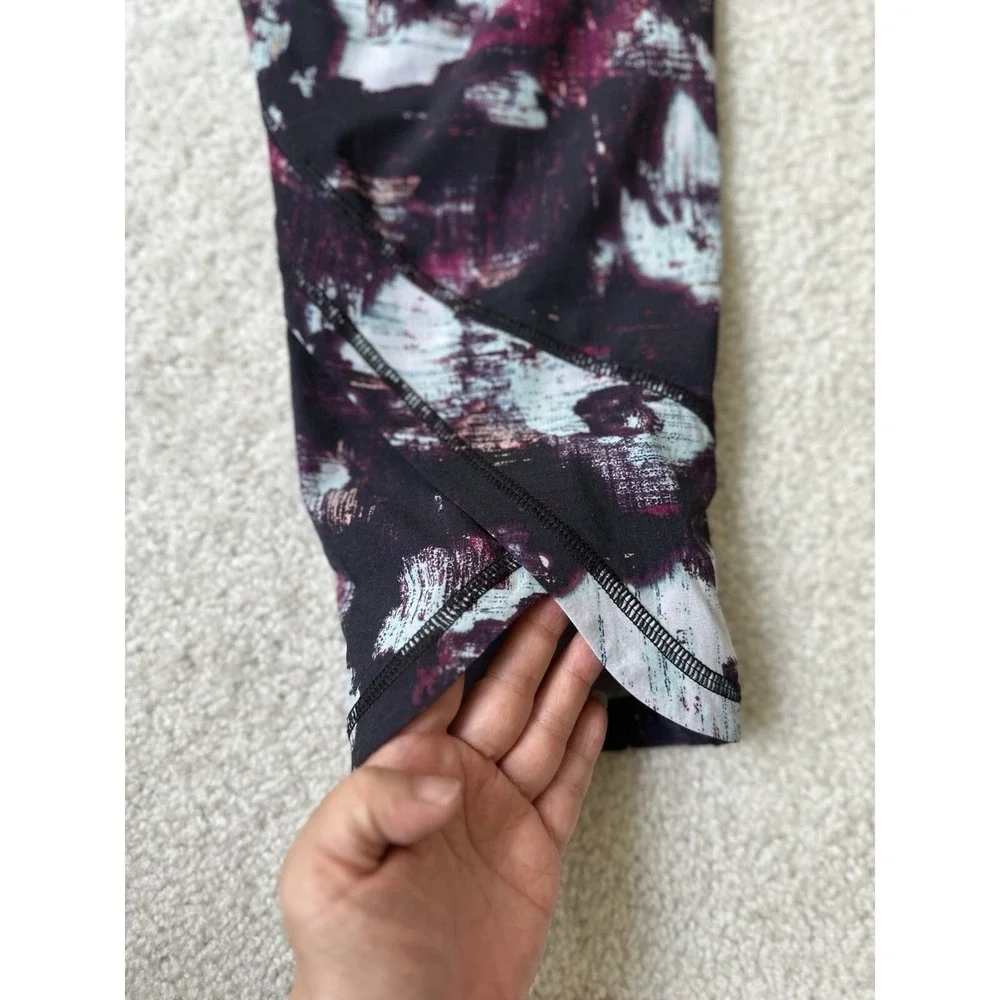 Lululemon Tranquil Crop Pants High Waist Kara Blossom Multi Black Women's Size 4